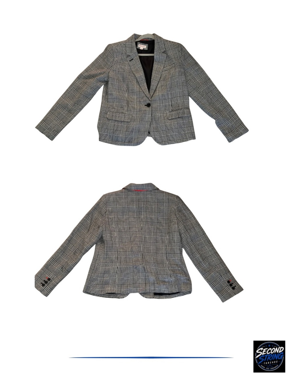 Merona Gray Glen Plaid Single-Button Blazer size 16